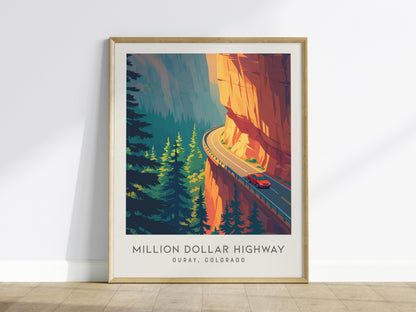 Million Dollar Highway Matte Border Poster | Ouray, Colorado Destination Print — framed wall art