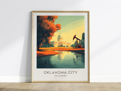 Oklahoma City Matte Border Poster | Oklahoma Destination Print Travel Wall Art — framed wall art
