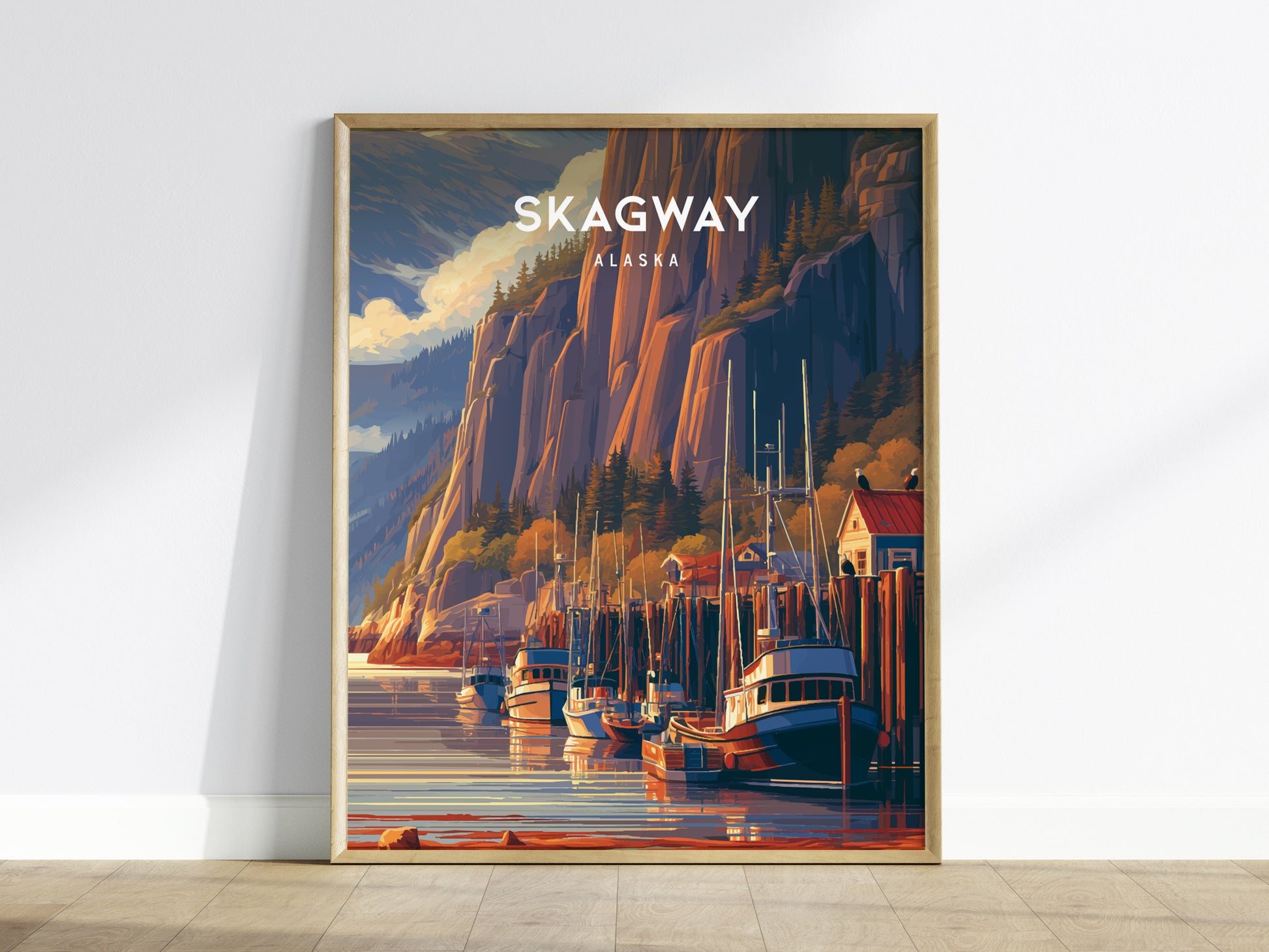 Skagway, Alaska Poster | Gold Rush Trail Mountain Wall Art — framed wall art