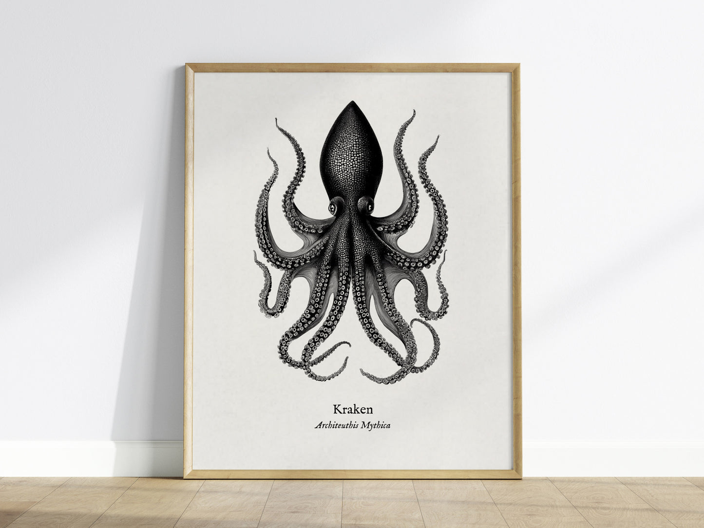Kraken Poster | Vintage Architeuthis Mythica Zoological Illustration Wall Art — framed wall art
