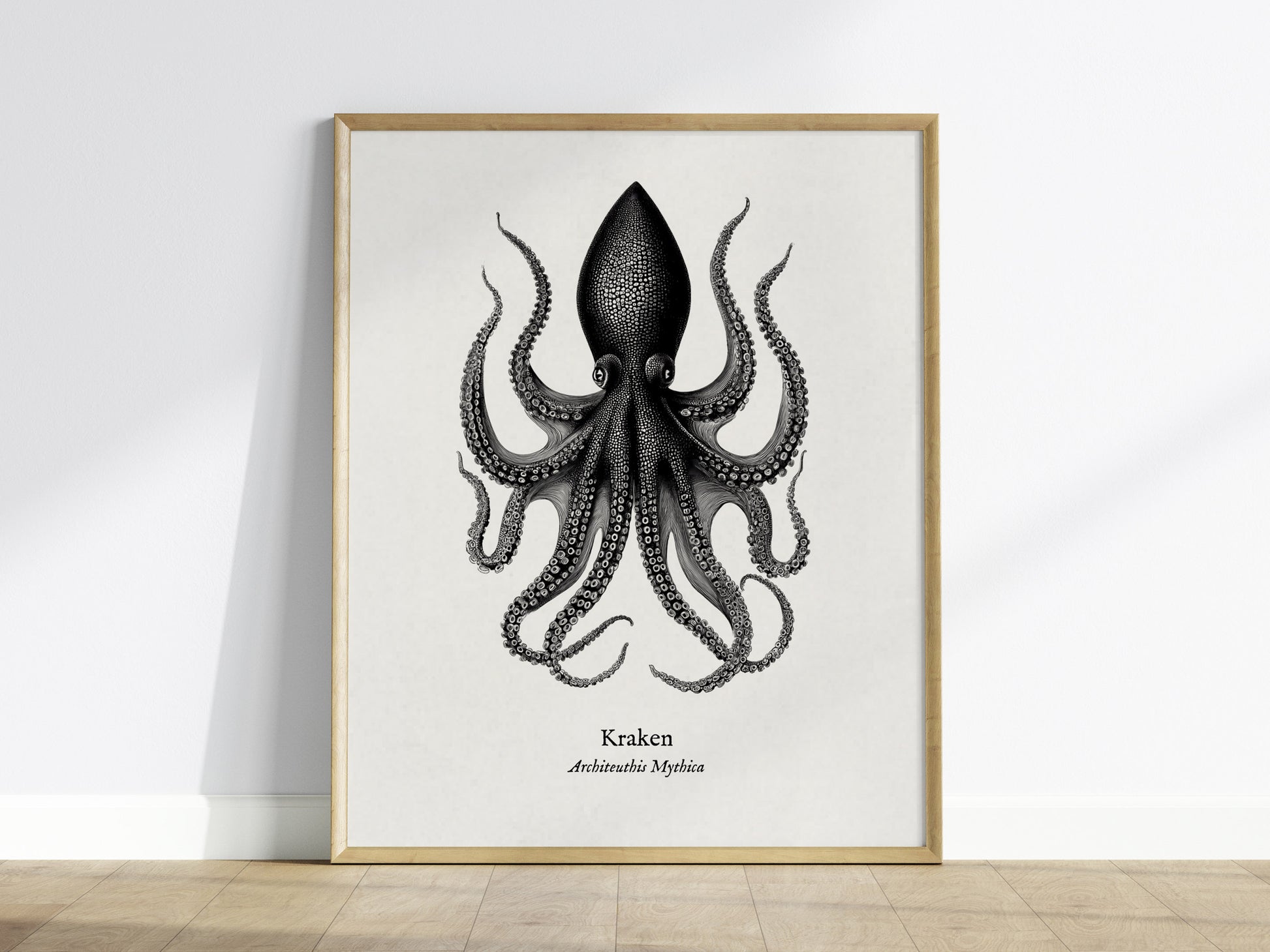 Kraken Poster | Vintage Architeuthis Mythica Zoological Illustration Wall Art — framed wall art