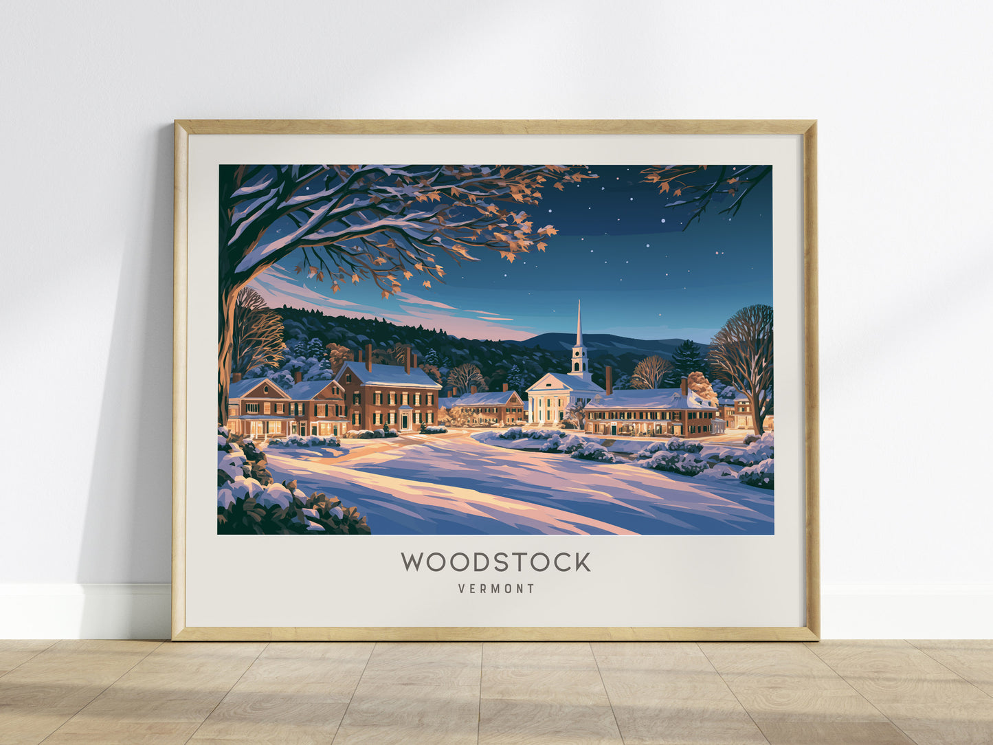 Woodstock Landscape Matte Border Poster | Vermont Destination Print Framed or Unframed — framed wall art