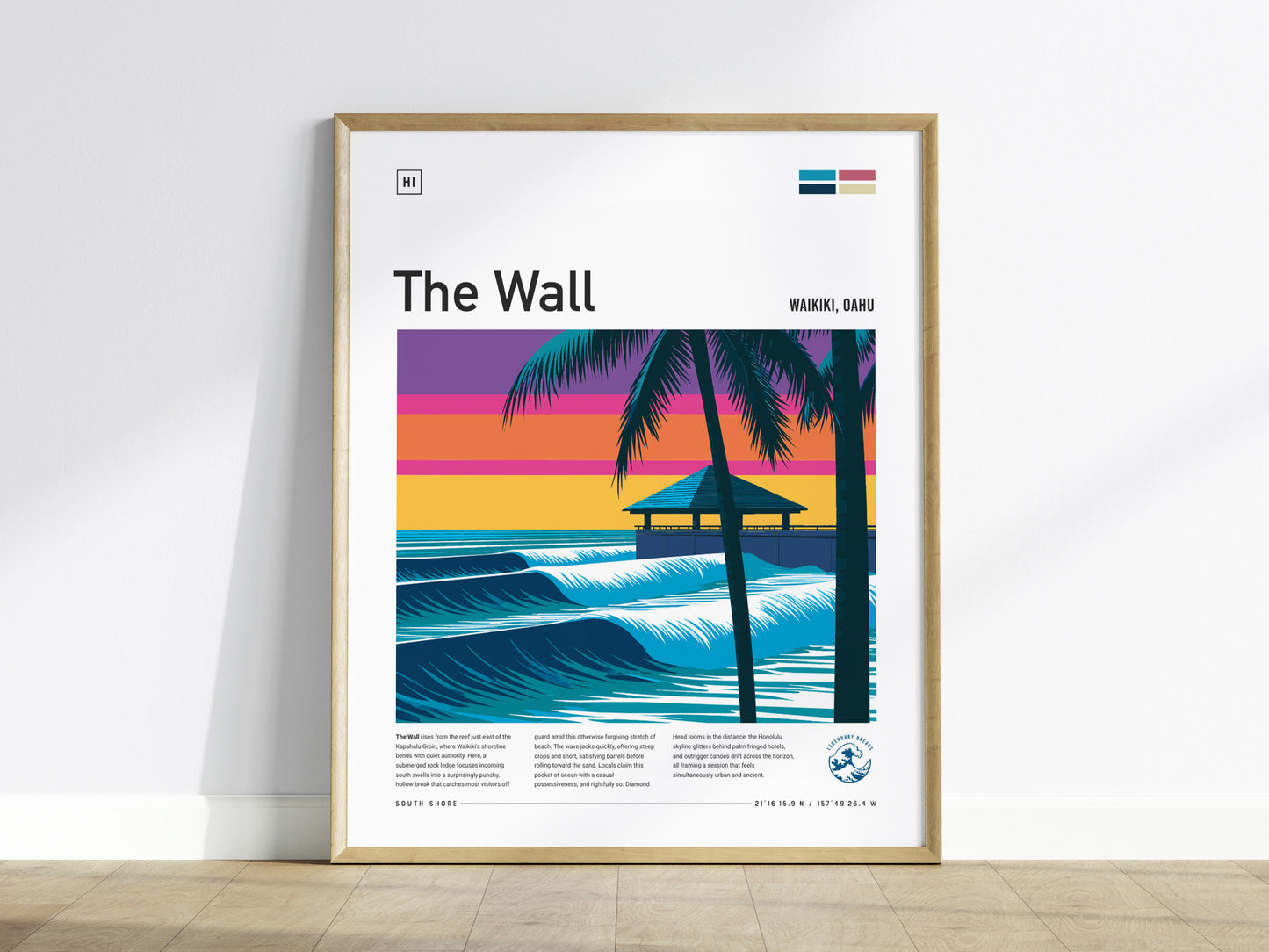 The Wall, Hawaii Poster | Epic Big Wave Surf Break Wall Art — framed wall art