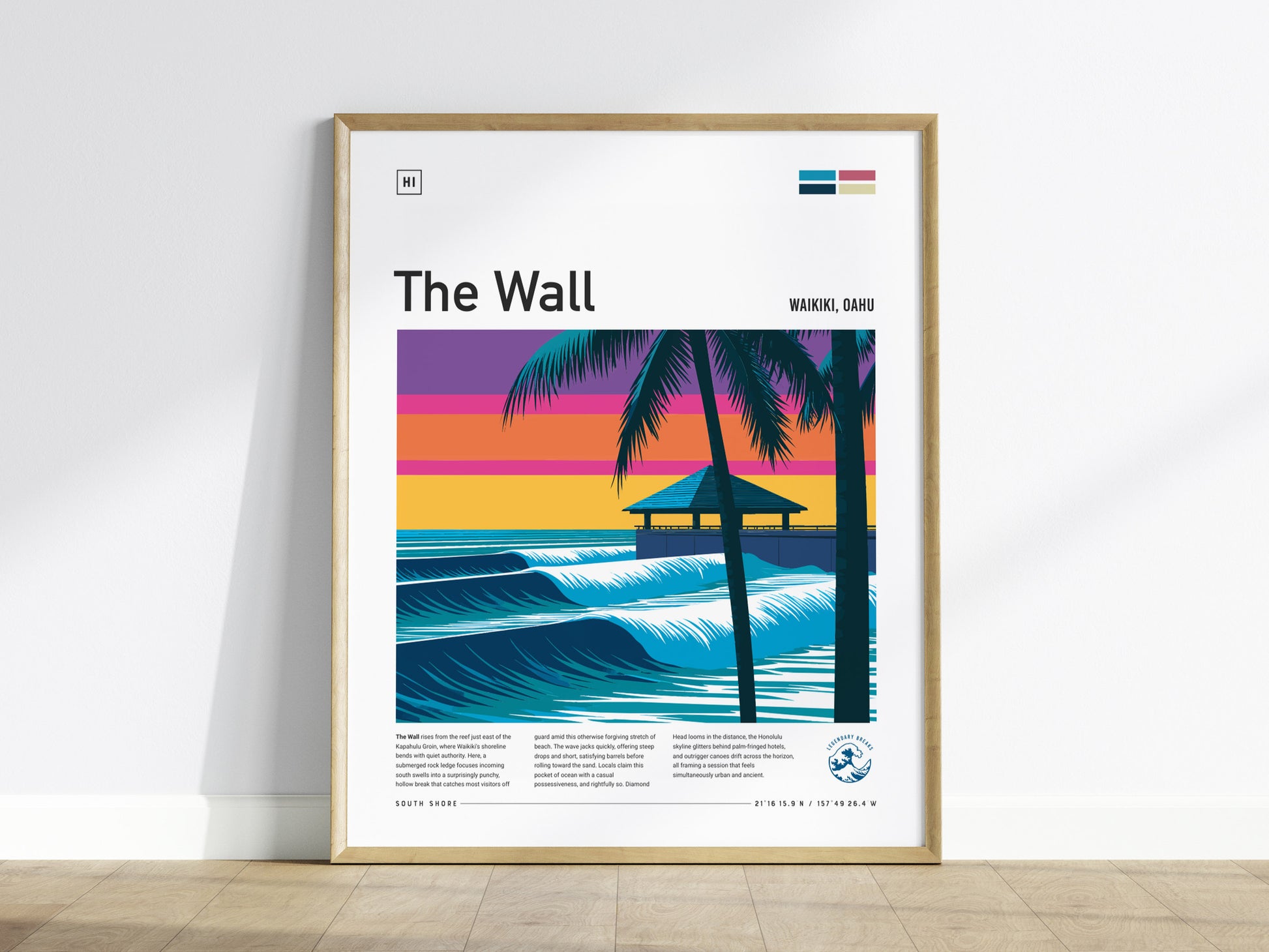 The Wall, Hawaii Poster | Epic Big Wave Surf Break Wall Art — framed wall art