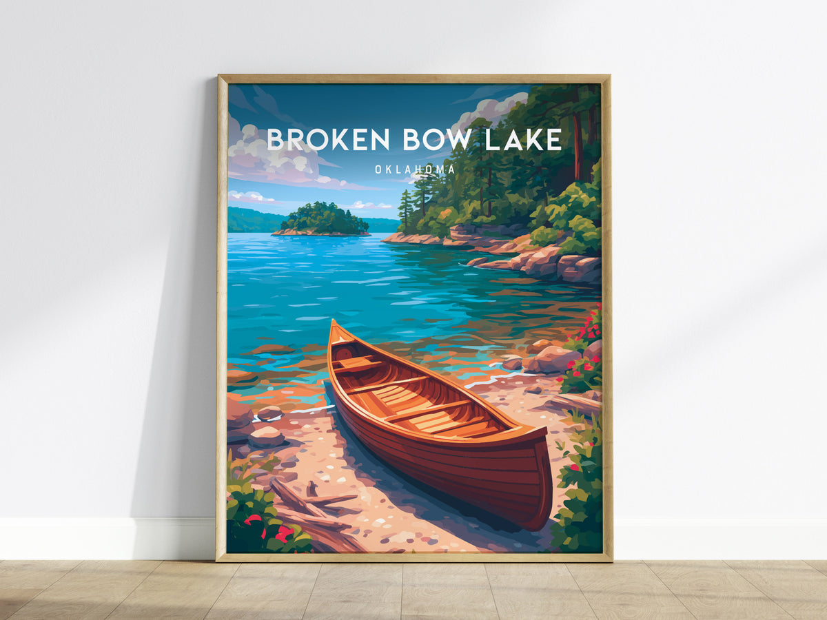 Broken Bow Lake, Oklahoma Poster | Pine Forest & Lake Retreat Wall Art — framed wall art