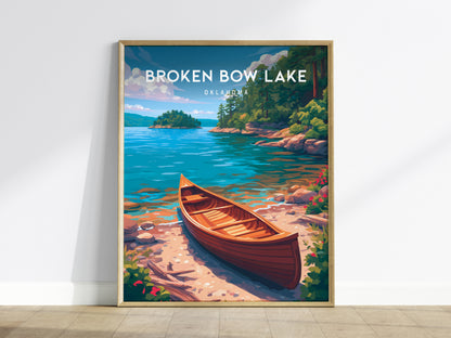 Broken Bow Lake, Oklahoma Poster | Pine Forest & Lake Retreat Wall Art — framed wall art