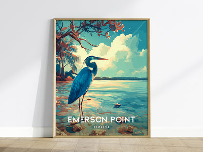 Emerson Point, Florida Poster | Mangrove & Marsh Preserve Wall Art — framed wall art