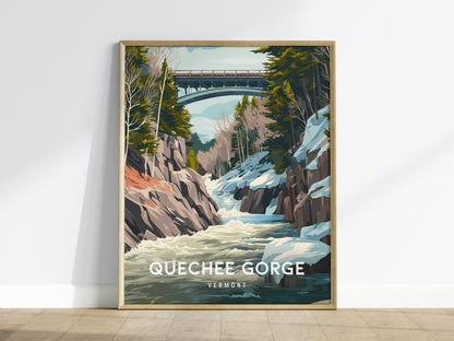Quechee Gorge, Vermont Poster | Scenic Bridge & River Valley Wall Art — framed wall art
