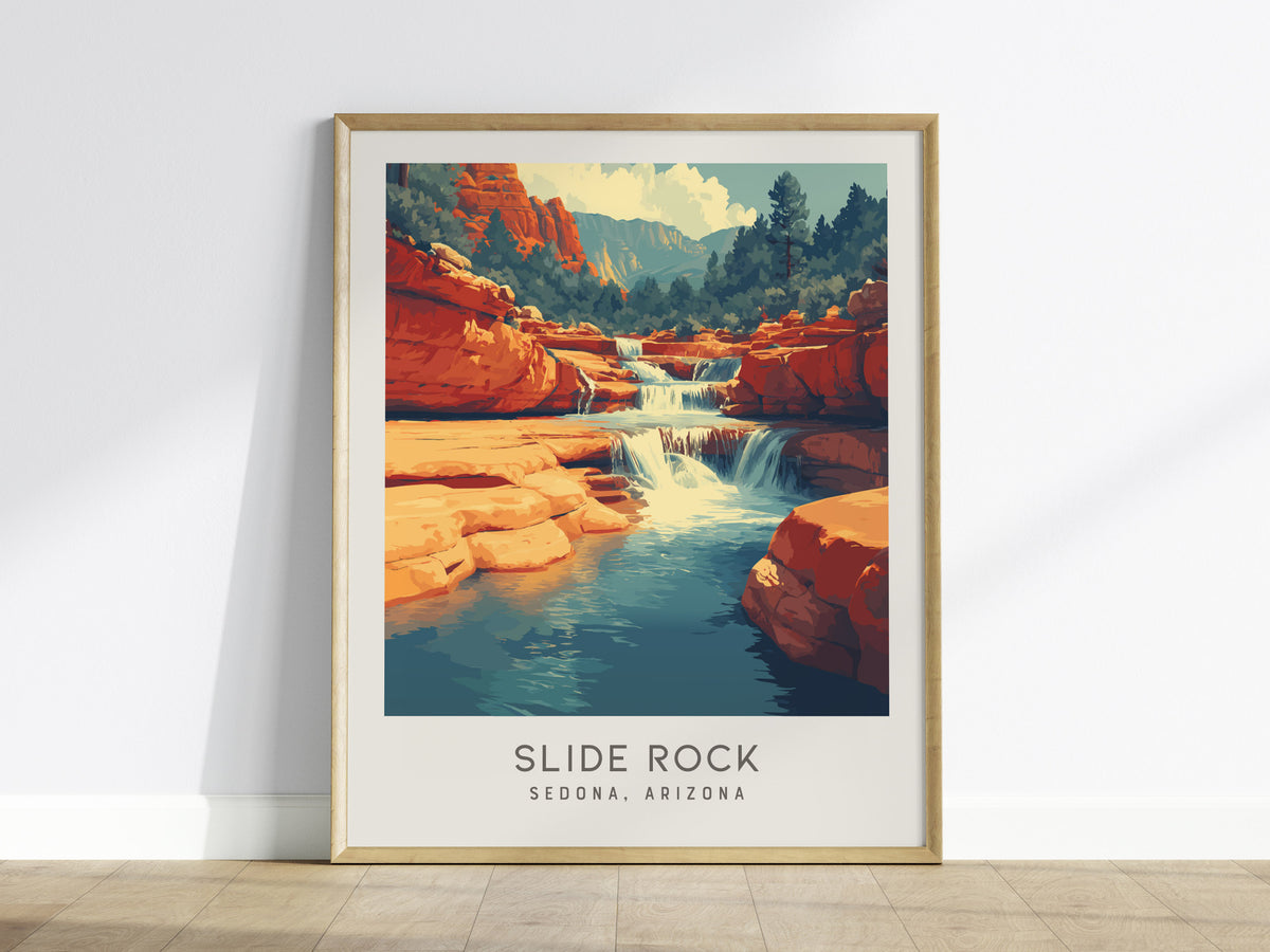 Slide Rock Matte Border Poster | Sedona, Arizona Travel Wall Art — framed wall art