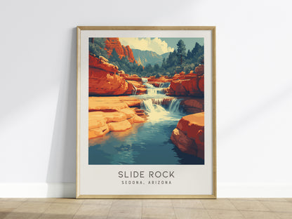 Slide Rock Matte Border Poster | Sedona, Arizona Travel Wall Art — framed wall art