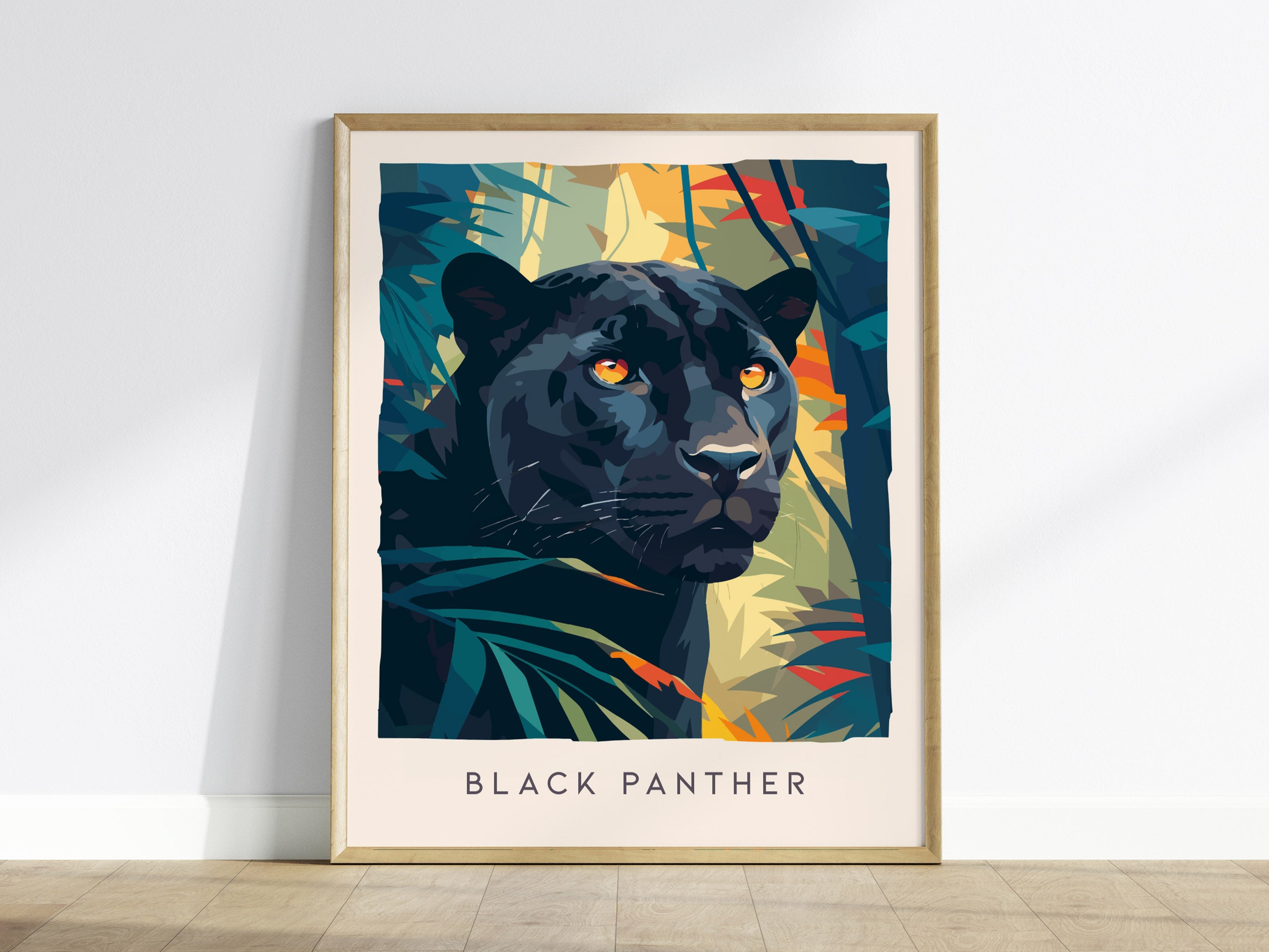 Black Panther Wildlife Poster | Fierce Jungle Cat Fine Wall Art