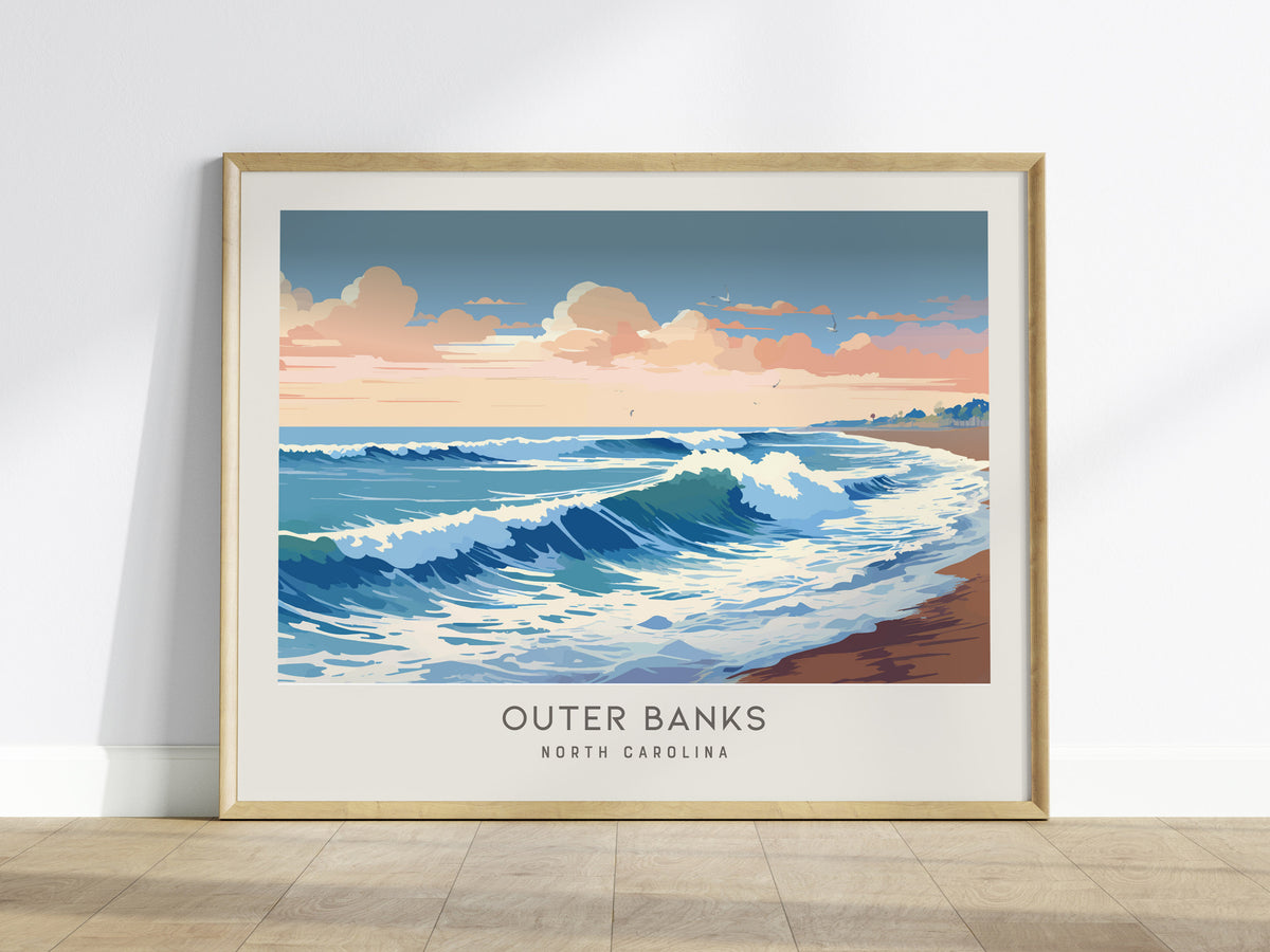 Outer Banks Landscape Matte Border Poster | North Carolina Travel Wall Art — framed wall art