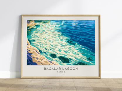 Bacalar Lagoon Landscape Matte Border Poster | Mexico Coastal Beach Decor Travel Wall Art — framed wall art