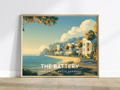 The Battery Landscape Poster | Charleston, South Carolina Destination Print Framed or Unframed Wall Art — framed wall art