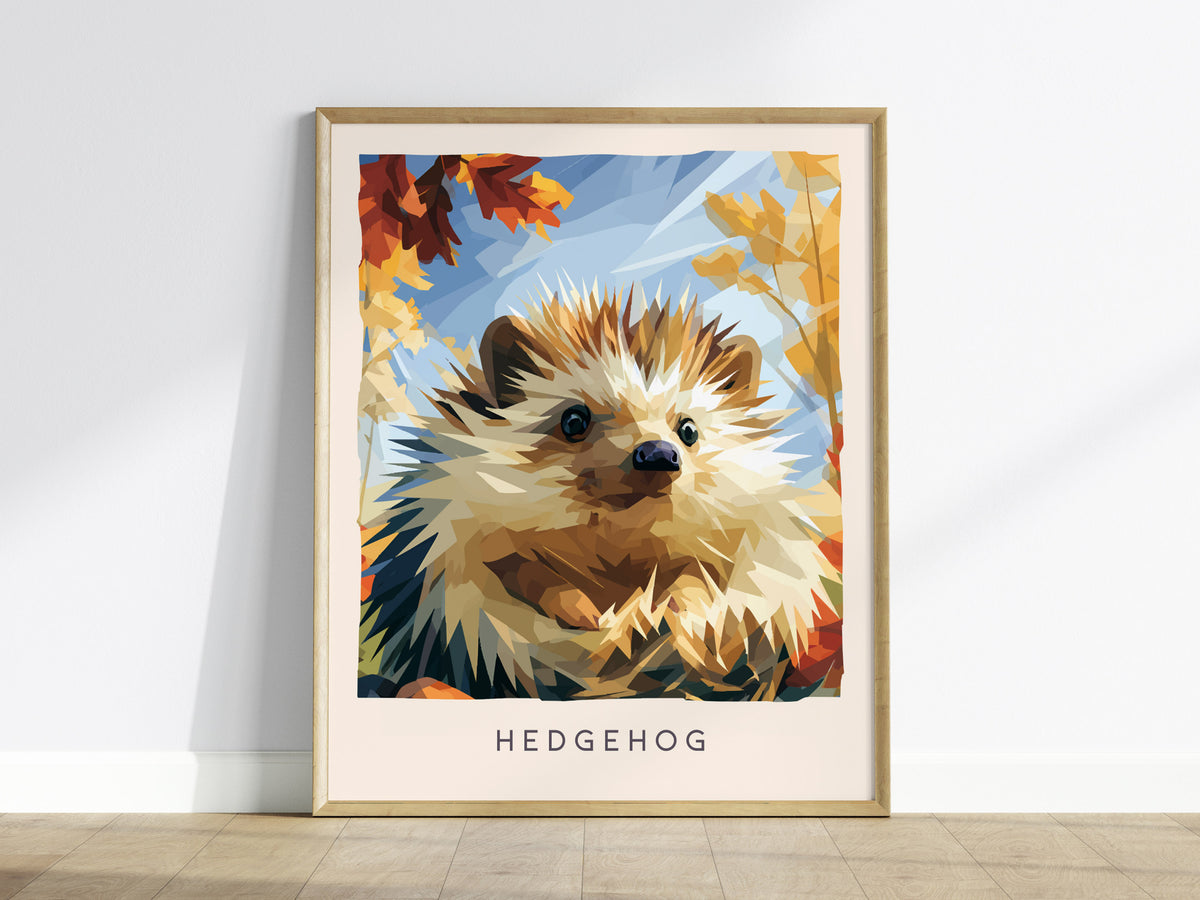 Hedgehog, Erinaceus europaeus Poster | Woodland Wildlife Wall Art — framed wall art