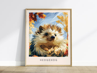 Hedgehog, Erinaceus europaeus Poster | Woodland Wildlife Wall Art — framed wall art