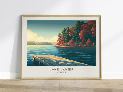 Lake Lanier Landscape Matte Border Poster | Georgia Travel Gift Framed or Unframed — framed wall art
