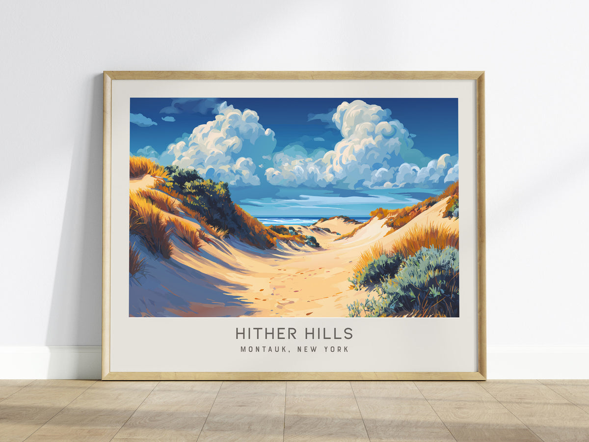 Hither Hills Landscape Matte Border Poster | Montauk, New York Coastal Beach Decor — framed wall art