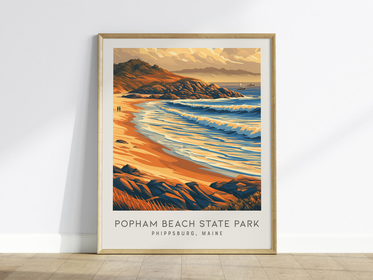 Popham Beach State Park Matte Border Poster | Phippsburg, Maine Coastal Beach Decor — framed wall art