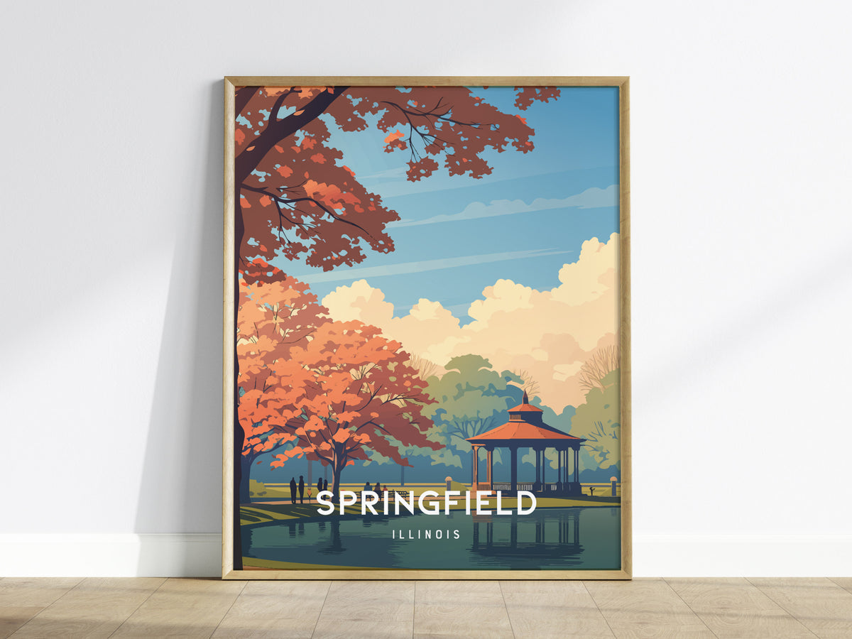 Springfield, Illinois Poster | Capitol Charm & Prairie Skyline Wall Art — framed wall art