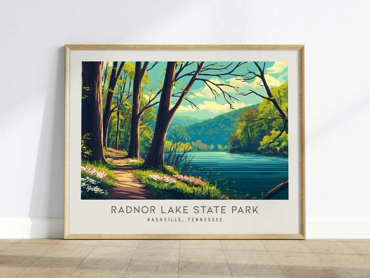Radnor Lake State Park Landscape Matte Border Poster | Nashville, Tennessee Travel Gift Framed or Unframed — framed wall art
