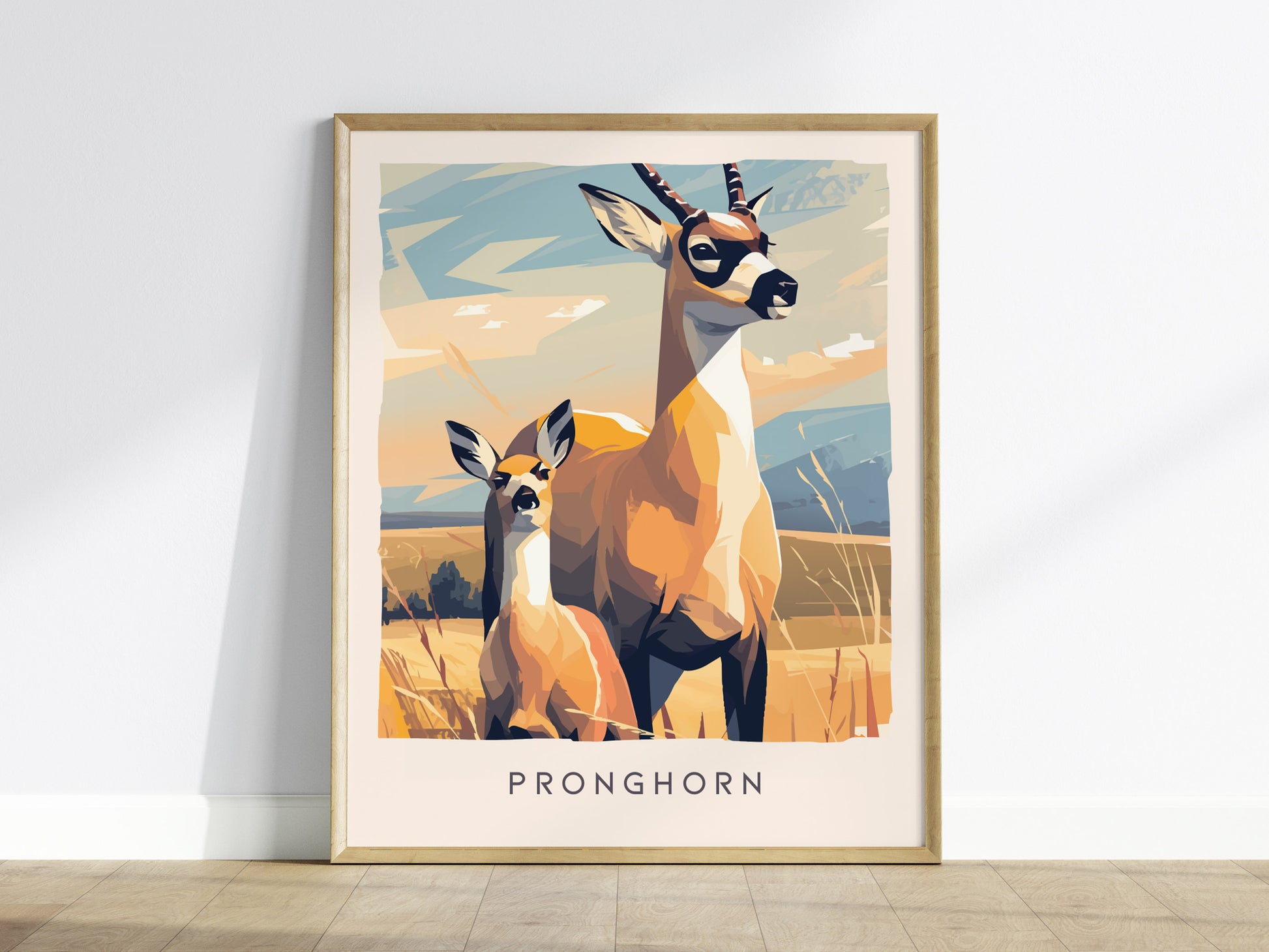 Pronghorn, Antilocapra americana Poster | Prairie Wildlife Wall Art — framed wall art