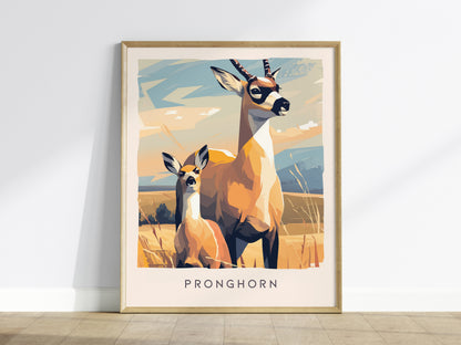 Pronghorn, Antilocapra americana Poster | Prairie Wildlife Wall Art — framed wall art