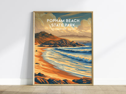 Popham Beach State Park, Phippsburg, Maine Poster | Destination Print Beach House Decor Wall Art — framed wall art