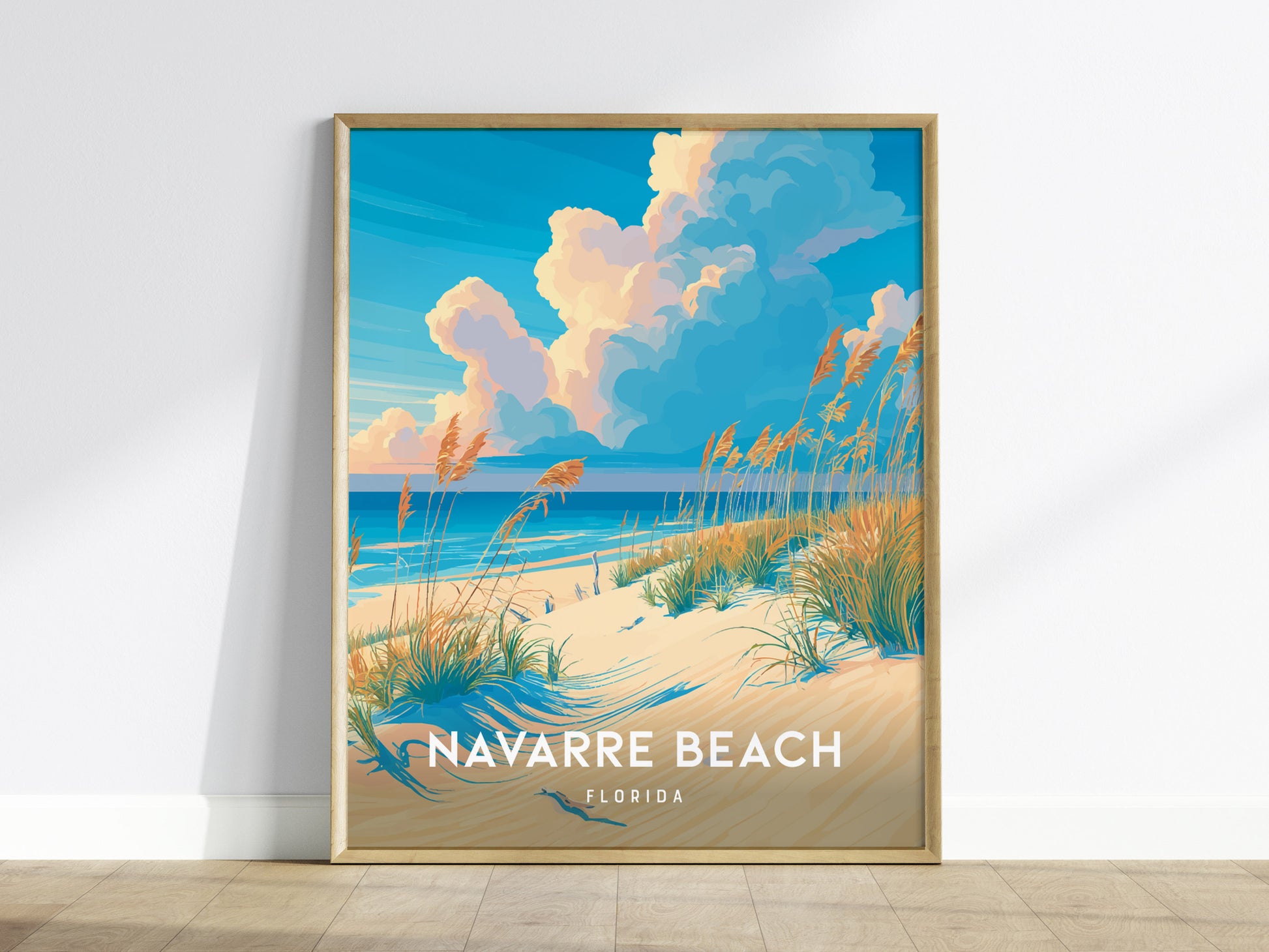 Navarre Beach, Florida Poster | Sugar-White Shores & Emerald Waters Wall Art — framed wall art