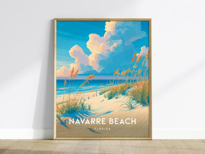 Navarre Beach, Florida Poster | Sugar-White Shores & Emerald Waters Wall Art — framed wall art