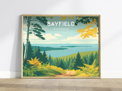 Bayfield, Wisconsin Landscape Poster | Coastal Beach Decor & Harbor Wall Art — framed wall art