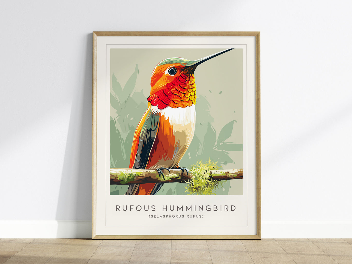Rufous Hummingbird, Selasphorus rufus Poster | Vibrant Bird Wall Art — framed wall art