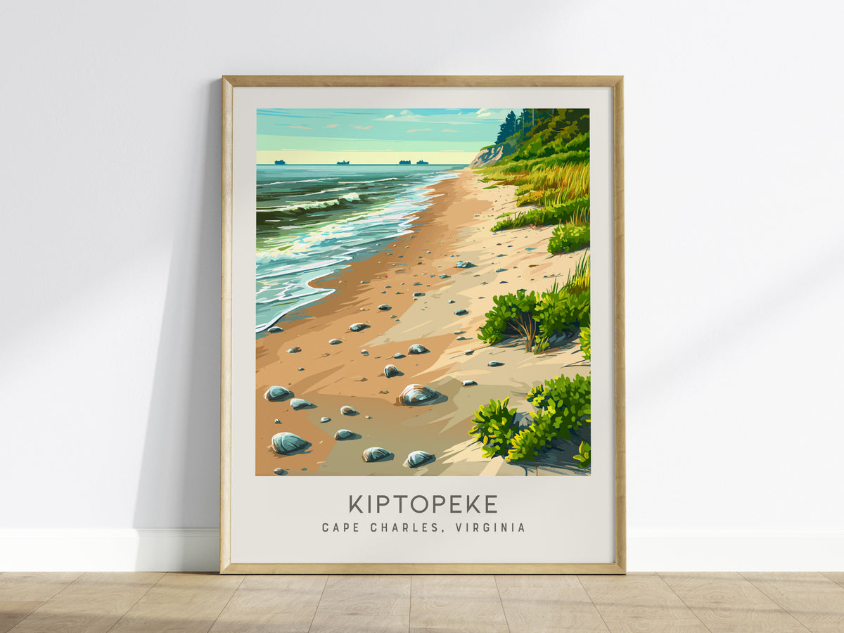 Kiptopeke Matte Border Poster | Cape Charles, Virginia Coastal Beach Decor — framed wall art