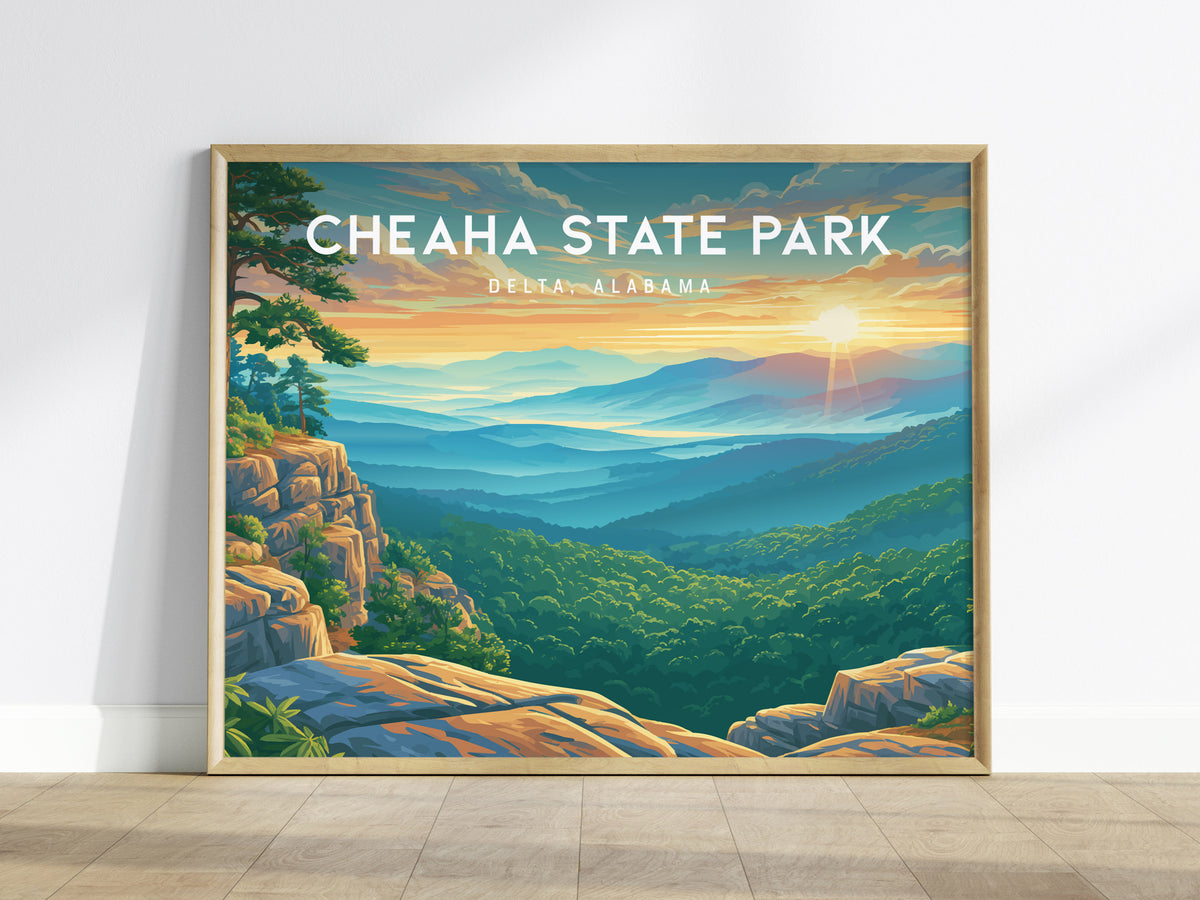 Cheaha State Park Landscape Poster | Delta, Alabama Vacation Wall Art — framed wall art
