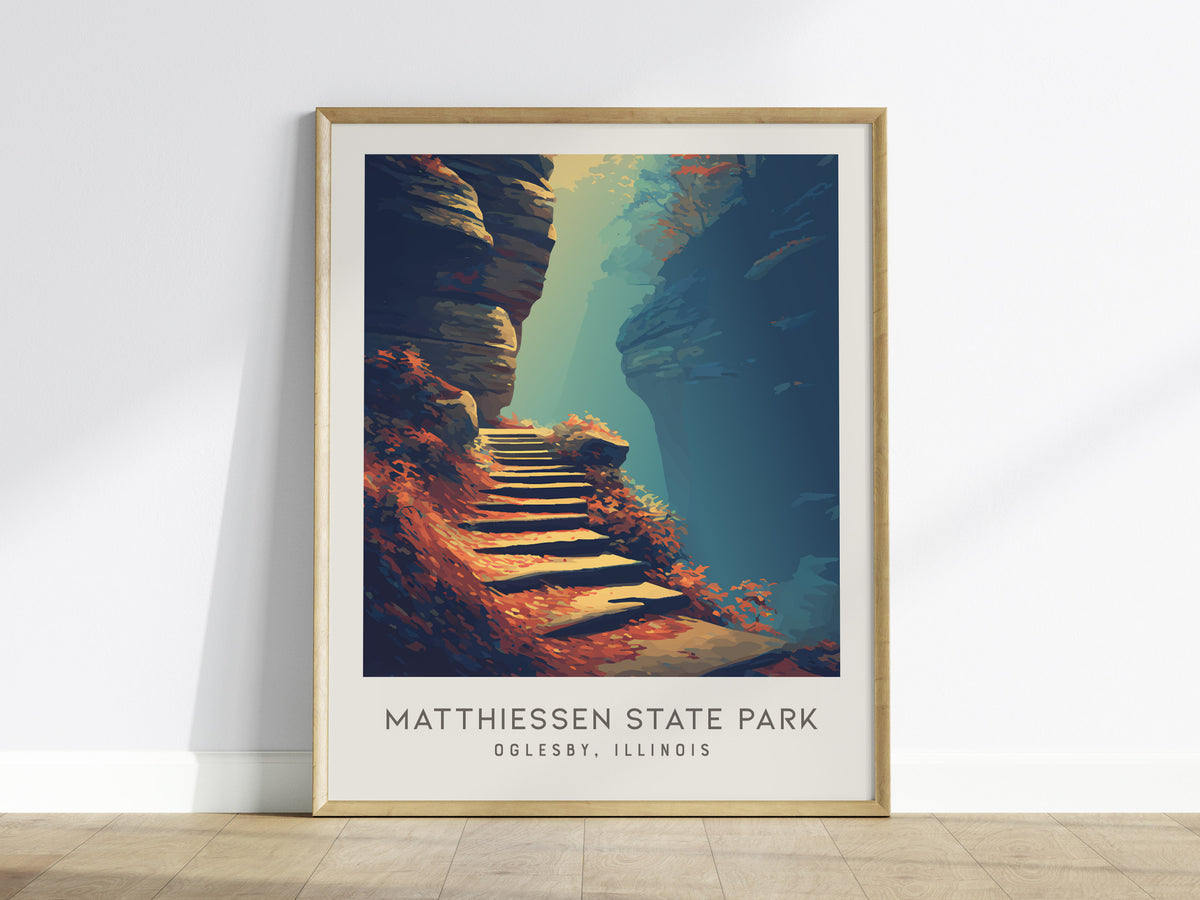Matthiessen State Park Matte Border Poster | Oglesby, Illinois Destination Print Travel Wall Art — framed wall art
