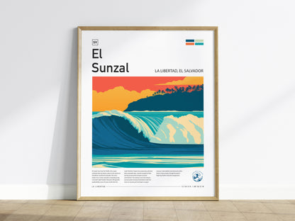 El Sunzal, La Libertad, El Salvador Poster | Tropical Surf Wall Art — framed wall art