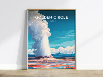 Golden Circle, Iceland Poster | Geysers & Waterfalls Nordic Wall Art — framed wall art