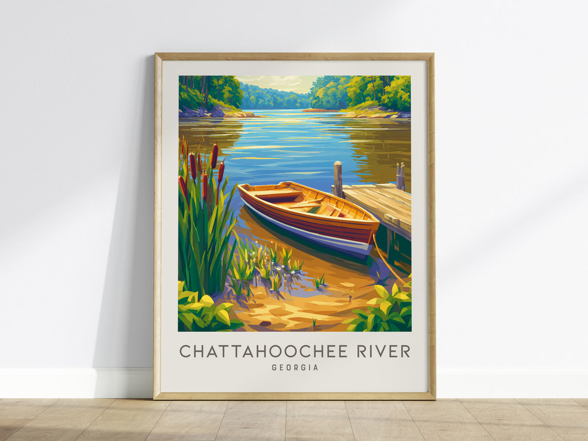 Chattahoochee River Matte Border Poster | Georgia Vacation Wall Art Framed or Unframed — framed wall art