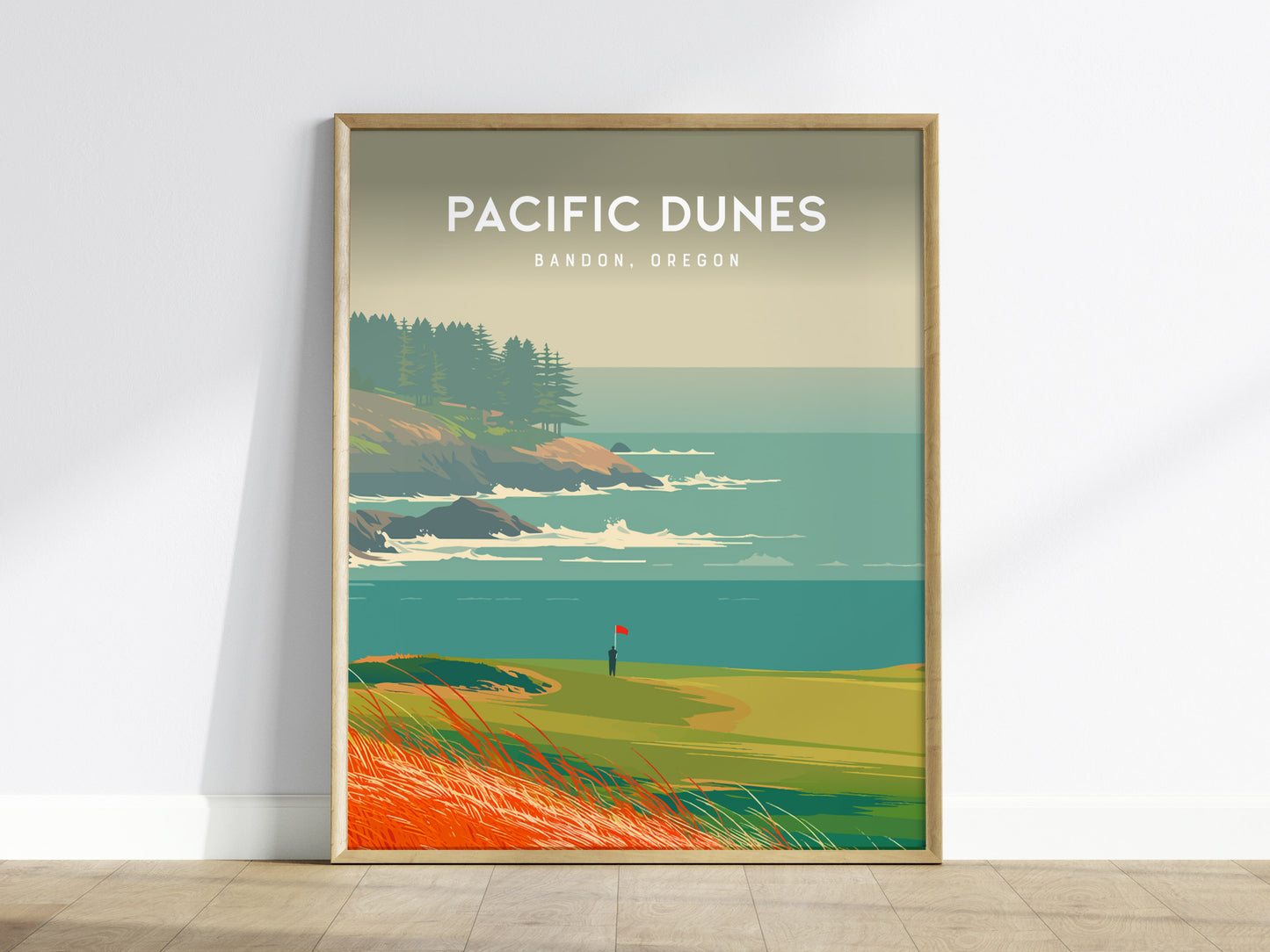 Pacific Dunes, Bandon, Oregon Poster | Links Poster Golfer Gift Wall Art — framed wall art