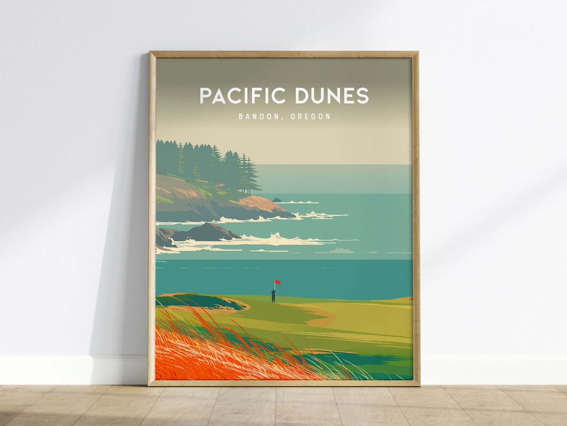 Pacific Dunes, Bandon, Oregon Poster | Links Poster Golfer Gift Wall Art — framed wall art