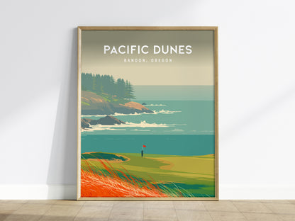 Pacific Dunes, Bandon, Oregon Poster | Links Poster Golfer Gift Wall Art — framed wall art