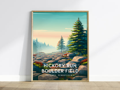 Hickory Run Boulder Field, Poconos, Pennsylvania Poster | Ancient Rocks & Forest Travel Wall Art — framed wall art