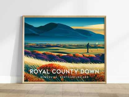 Royal County Down, Newcastle, Northern Ireland Poster | Landscape Links Poster Golf Wall Art — framed wall art
