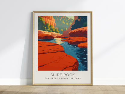 Slide Rock Matte Border Poster | Oak Creek Canyon, Arizona Travel Wall Art — framed wall art
