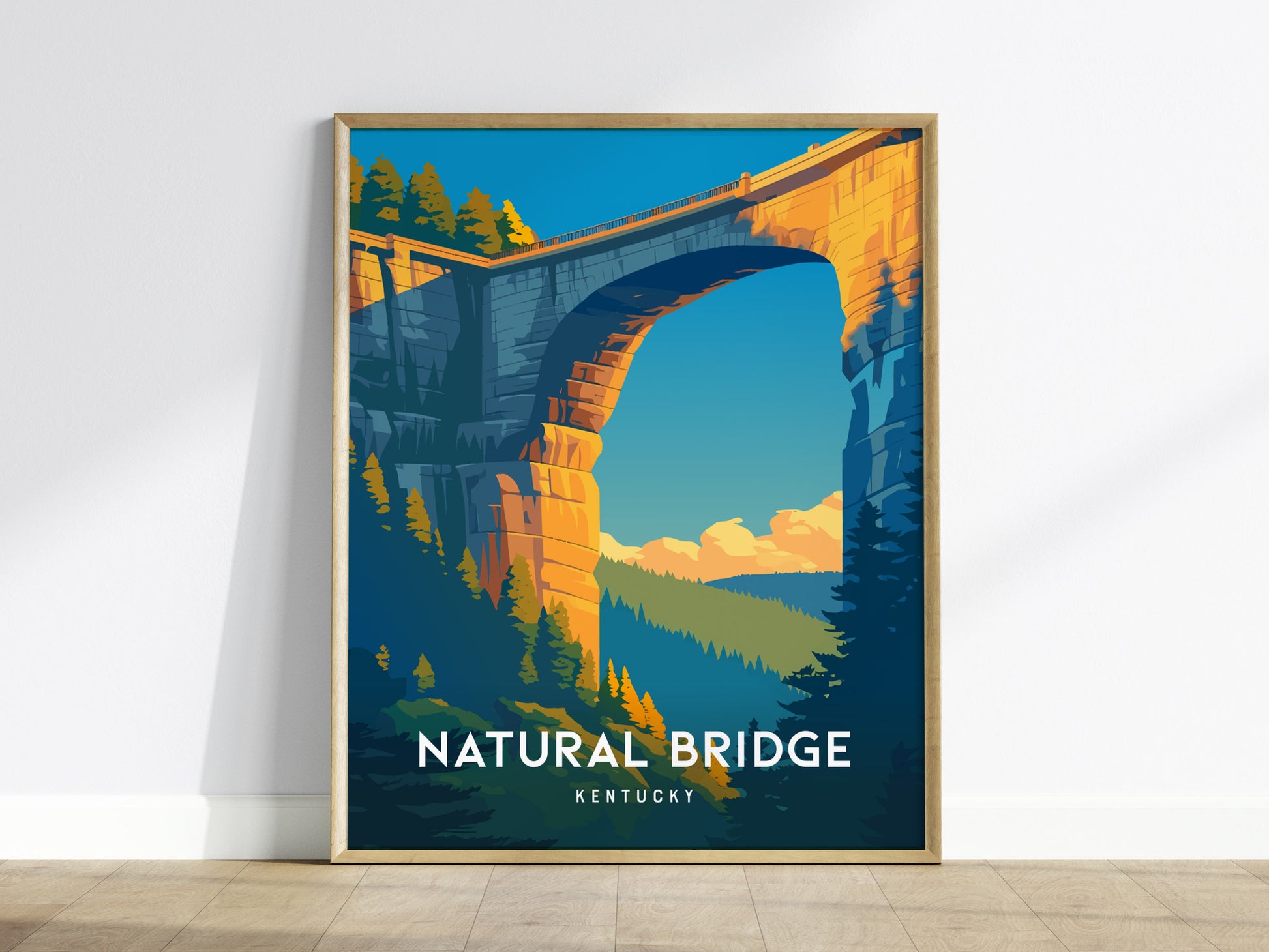 Natural Bridge, Kentucky Poster | Ancient Stone Arch Forest Wall Art — framed wall art