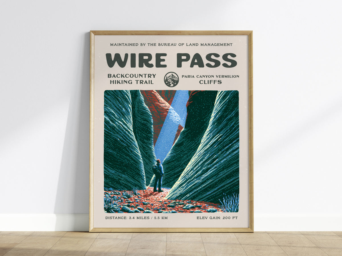 Wire Pass, Paria Canyon-Vermilion Cliffs Poster | Hiker Gift | Backcountry Trail Wall Art — framed wall art