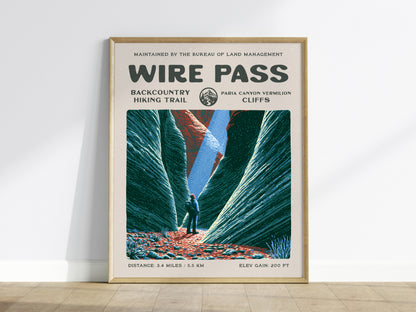 Wire Pass, Paria Canyon-Vermilion Cliffs Poster | Hiker Gift | Backcountry Trail Wall Art — framed wall art