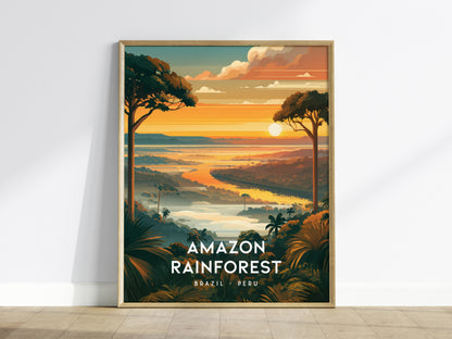 Amazon Rainforest, South America Poster | Lush Jungle & Exotic Wildlife Wall Art — framed wall art