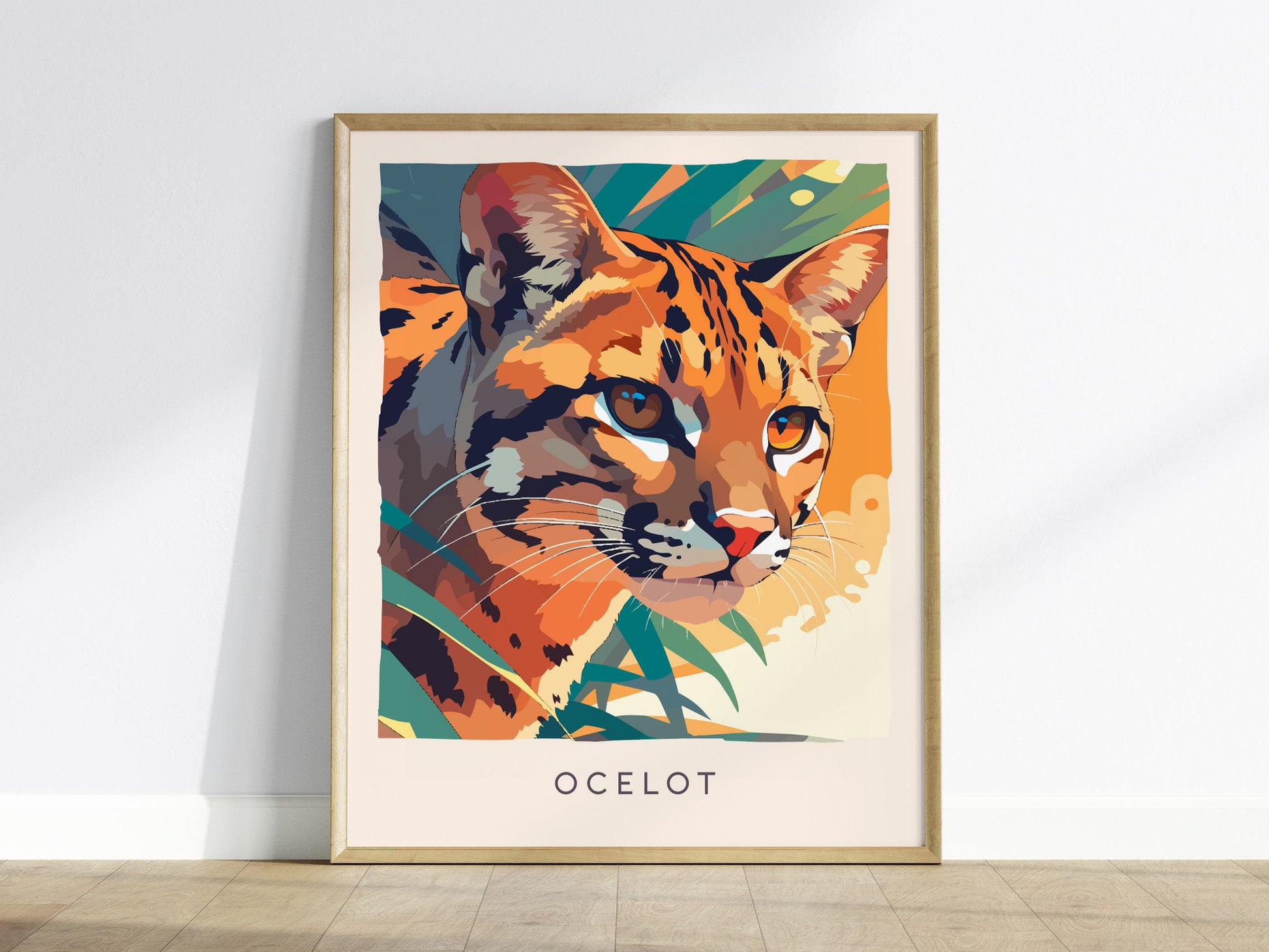 Ocelot, Leopardus Pardalis Poster | Wild Jungle Cat Nature Poster Wall Art — framed wall art