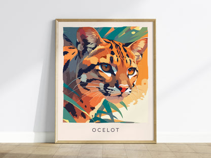 Ocelot, Leopardus Pardalis Poster | Wild Jungle Cat Nature Poster Wall Art — framed wall art